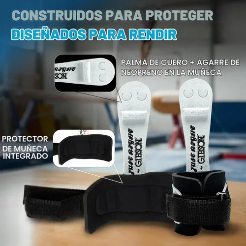 Vista 3 de Gibson Athletic Just Right Neo - Agarres de gimnasia para mujer, agarre de cuero con protector de muñeca de neopreno, cierre de velcro, agarres