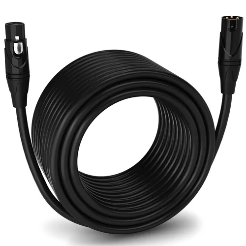 Vista 129 de LyxPro Cable de micrófono XLR hembra a macho de ángulo recto de 3 pines de 1.5 pies para altavoces amplificados, interfaz de audio, rendimiento