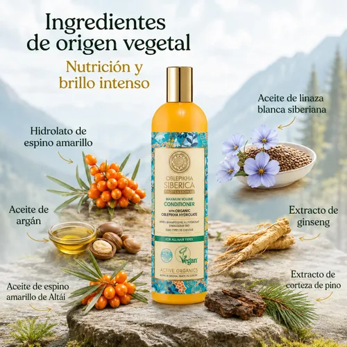 Vista 4 de Natura Siberica Acondicionador Oblepikha Volumen Máximo para Todo Tipo de Cabello, 13.5 fl oz