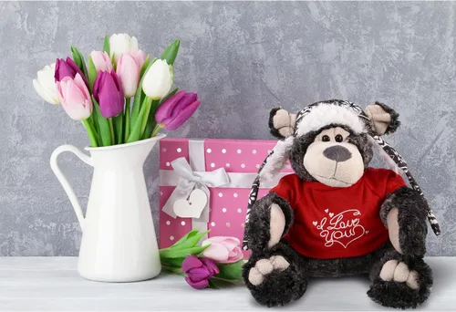 Vista 6 de DolliBu I Love You - Oso negro de peluche con ropa de San Valentín, lindo animal de peluche con camisa roja y nombre, regalo personalizado