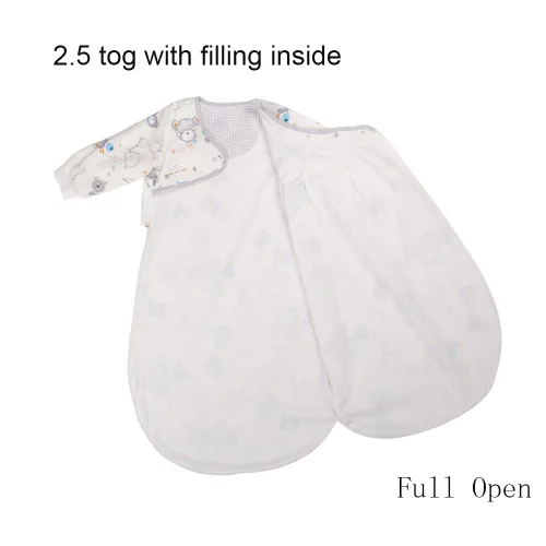 Vista 4 de Saco de dormir para bebé de manga larga (3-12M) Tog 2.5 Saco de dormir cálido para recién nacido con brazos acolchado manta de algodón popelina