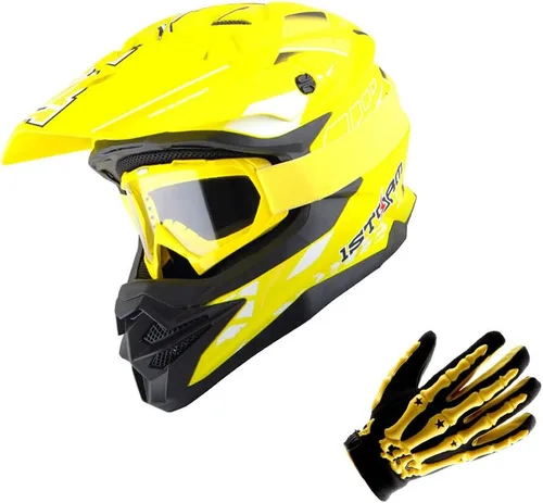 Vista 10 de 1Storm - Casco de motocross para adultos, bicicleta de montaña de descenso, BMX, MX, ATV, motocicleta todoterreno, estilo Storm HF803; negro mate