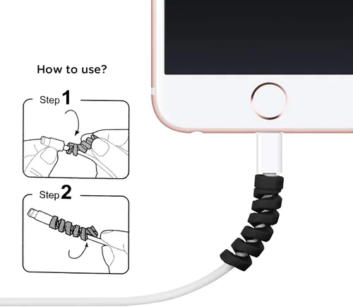 Vista 6 de Jetec 24 piezas protector de cable de carga, protector de cable flexible de silicona, protector de cable de mouse USB en espiral para auriculares