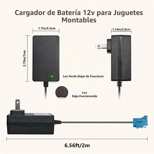 Vista 6 de Cargador de batería de 12 V para batería Peg Perego de 12 voltios, conector de arnés de cable compatible con batería Peg Perego, diseñado