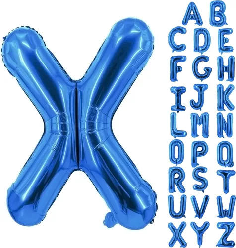 Vista 65 de Globos de letras azules de 40 pulgadas, globo grande del alfabeto de aluminio de Mylar para decoración de cumpleaños, boda, aniversario, graduación
