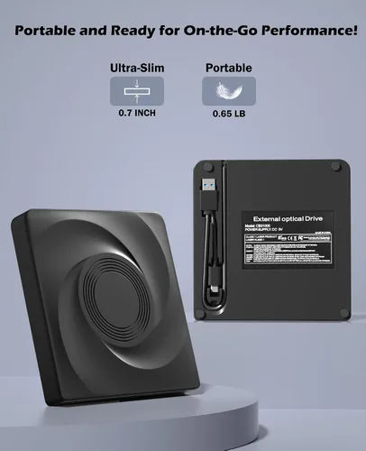Vista 6 de Wbacon 2 en 1 unidad externa de CD/DVD para el ordenador portátil, USB 3.0
