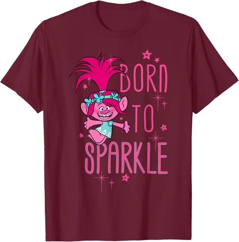 Vista 17 de DreamWorks Trolls Camiseta Born to Sparkle Negro