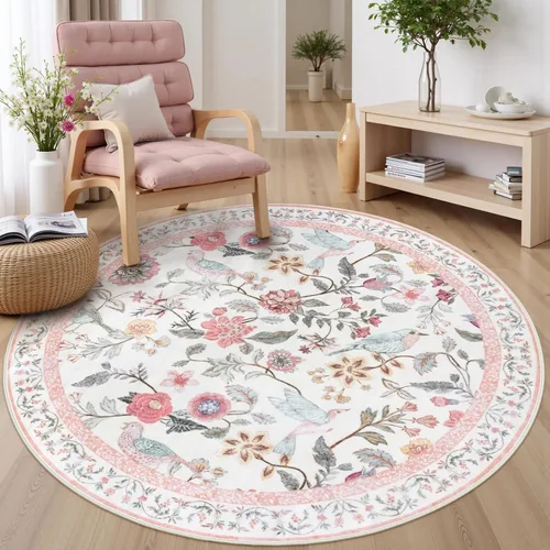 Vista 20 de Rugalia Alfombra de pasillo floral azul, alfombra lavable de 2 x 6 pies para pasillos, antideslizante, suave, de pelo bajo, con flores, pájaros, Rosa