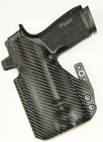 Vista 2 de REVKEL - Funda IWB moldeada Kydex personalizada compatible con Glock 26/27/33 con riel táctico Recover y Olight PL2 Mini Valkyrie con garra Modwing.