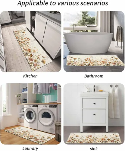Vista 5 de Wildflower Bath Mat for Tub,Non Slip Bathroom Floor Runner Rug Quick Dry & Absorbent Diatomaceous Earth Shower Sink Bedroom Kitchen Washable