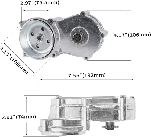 Vista 2 de Embrague de caja de reducción de engranajes para mini bicicleta de bolsillo de 2 tiempos de 47cc 49cc Heavy duty twin-chain design with T8F