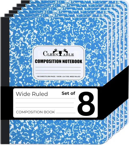 Vista 9 de CLEENTABLE Juego de 5 cuadernos de composición con rayas universitarias para estudiantes, color negro