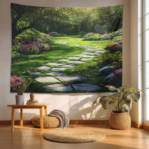 Vista 13 de Batmerry Abstract Repeat Polyester Tapestry, Tiled Directional Lightweight Wall Hanging High-Definition Print Backdrop For Dorm Room Bedroom Living