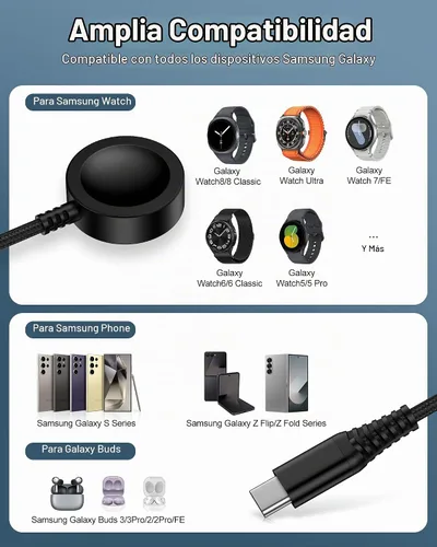 Vista 7 de Cable de carga rápida para teléfono y reloj Samsung Galaxy Watch Ultra