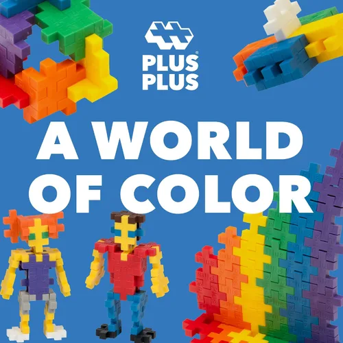 Vista 4 de Plus Plus 70 piezas de bloques de construcción entrelazados para niños, juguetes de conexión de extremo abierto, contenedor Stem para el aula, mini