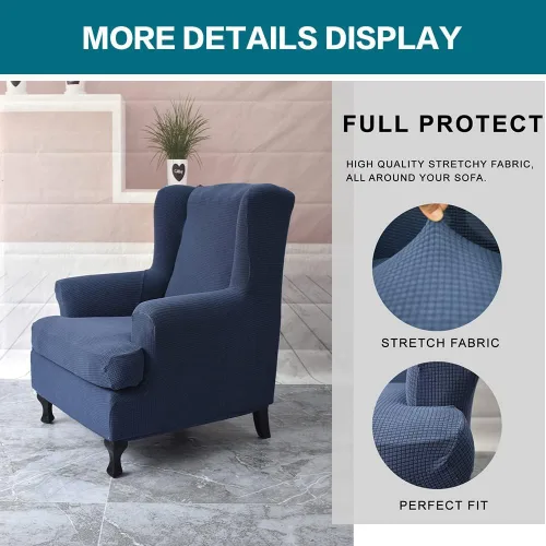 Vista 3 de KRFOONN Fundas para Silla con Respaldo de Alas, 2 Piezas, Fundas Elásticas de Elastano para Silla con Respaldo de Alas, Fundas para Sofá, Fundas