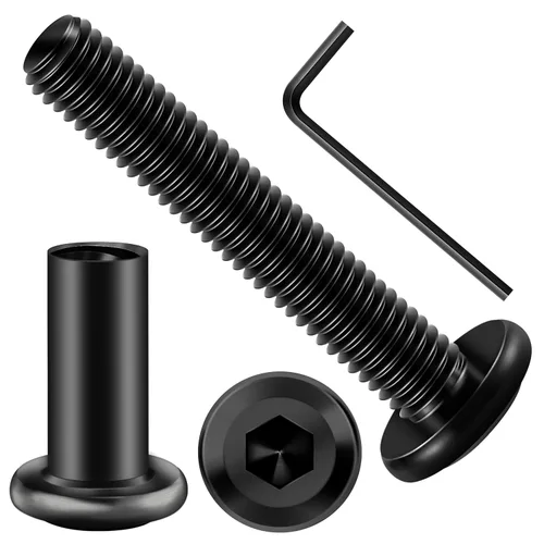 Vista 7 de Mywish M5 x 8mm 20 piezas de tornillos de cabeza plana con rosca hexagonal, pernos de acero inoxidable 304 para muebles con rosca completa, óxido