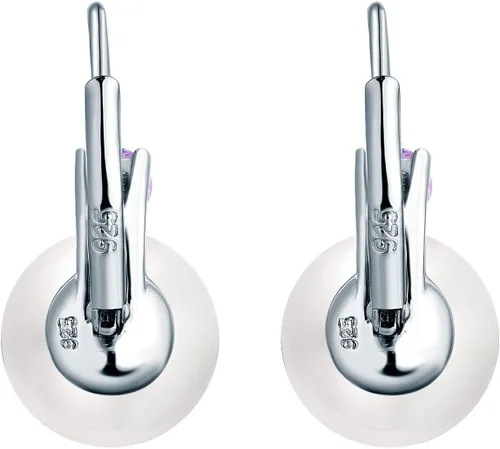 Vista 2 de JO WISDOM Pendientes colgantes de plata de ley 925 con circonita cúbica cultivada de agua dulce