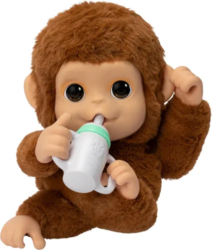 Vista 4 de Little Live Pets My Baby Monkey "Mango" con biberón, juego de animales interactivos y suaves para niños de 4 años en adelante, más de 50 sonidos