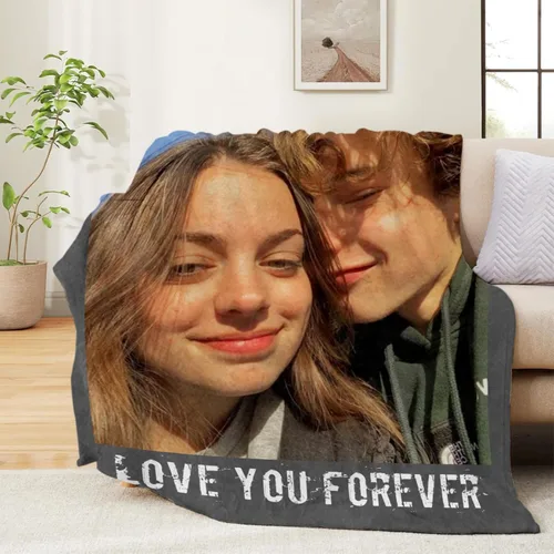 Vista 2 de Envío al día siguiente, manta personalizada para parejas con fotos, manta de franela personalizada, regalos para novio, novia, manta personalizada