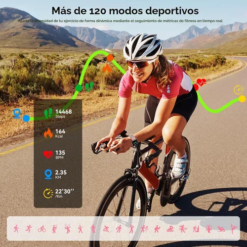 Vista 3 de Reloj inteligente para hombres/mujeres, Android e iOS, pantalla táctil HD de 1.83 pulgadas, reloj de fitness con llamadas Bluetooth estables