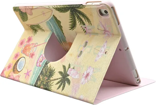 Vista 3 de Funda giratoria para iPad de 9ª/8ª/7ª generación de 10.2 pulgadas (2021/2020/2019), color rosa Funda giratoria de piel sintética de 360 grados