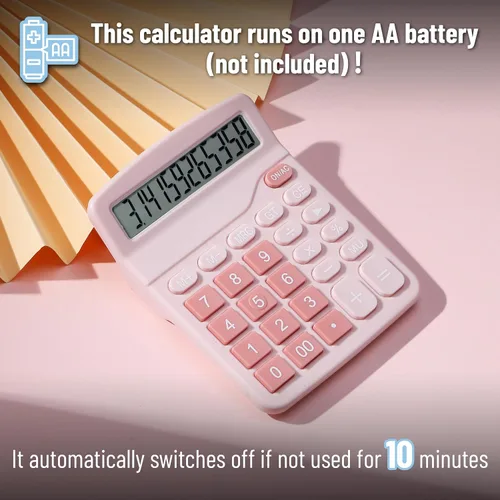 Vista 3 de Mr. Pen- Calculadora, Rosa, Calculadoras Pantalla grande Calculadora de función estándar, 12 dígitos, Calculadoras de escritorio, Calculadora