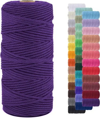 Vista 94 de Cordón de macramé de 0.079 pulgadas, cuerda de algodón natural de 109 yardas, hilo de cuerda de macramé para manualidades, ganchos de pared