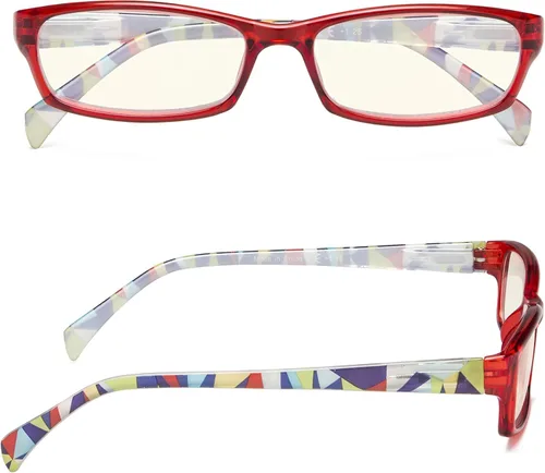 Vista 3 de BLUELESS Gafas de computadora de moda para mujer, diseño de patrones (rojo, 2.25)