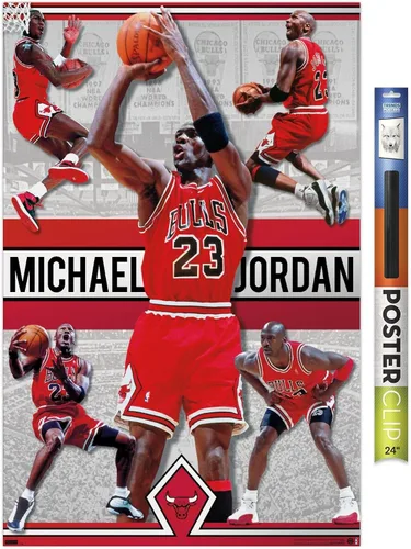 Vista 17 de Trends International Michael Jordan - Póster de collage de pared, 14.725 x 22.375 pulgadas, versión enmarcada de madera de granero