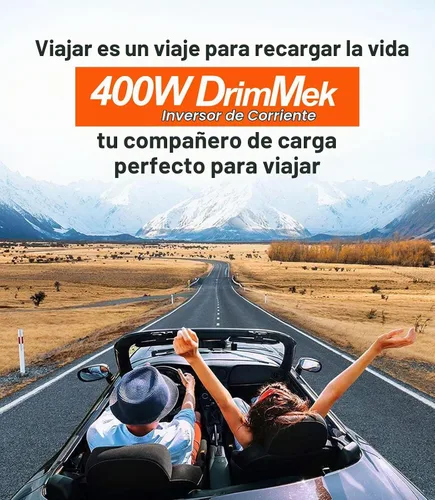 Vista 7 de 400 W Inversor de corriente para automóvil - Adaptador de enchufe de toma doble CC 12 V a 110 V CA, puerto USB C de carga rápida 65 W y 24 W Negro