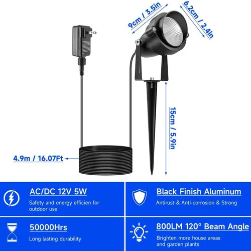 Vista 4 de Luces de Navidad para exteriores, iluminación de paisaje que cambia de color de 12 V con control remoto y temporizador (4H/6H/8H), focos RGB
