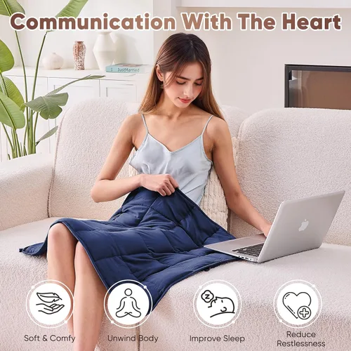 Vista 4 de BETU - Manta de regazo con peso para adultos, 5 libras, 24 x 29 pulgadas, decorativa, refrescante, manta de viaje portátil, pequeña y suave, regalo