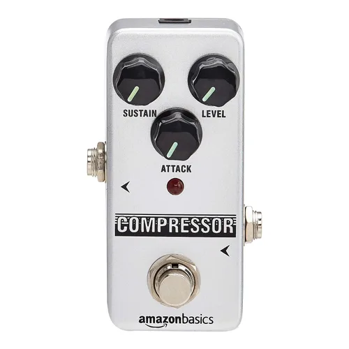Vista 2 de Amazon Basics - Pedal de guitarra con compresor, Circuito totalmente analógico, Plata