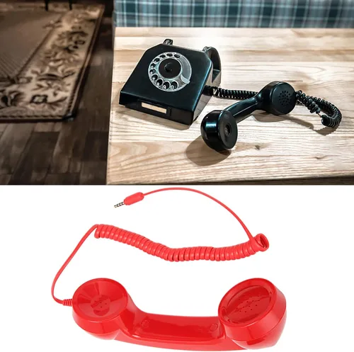 Vista 5 de Auricular de teléfono retro de 0.138 in, receptor de teléfono a prueba de radiación con micrófono, Hanset de teléfono celular para teléfonos móviles