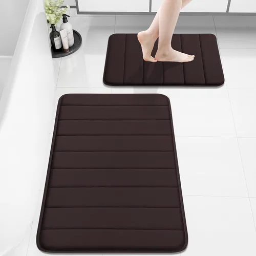 Vista 40 de Buganda Juego de 2 alfombras y tapetes de baño de espuma viscoelástica, lavables a máquina, suaves, antideslizantes, absorbentes, para baño, ducha