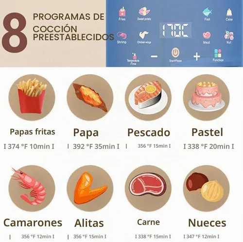 Vista 3 de Freidora de aire, freidora de aire con ventana de visualización y pantalla táctil, sin aceite y más saludable, gran capacidad de 5 l, control Negro