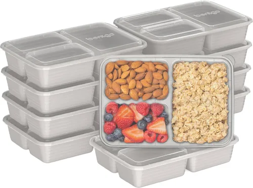 Vista 11 de Bentgo Prep - 20 piezas de contenedores reutilizables de 3 compartimentos para preparar comidas con tapas, materiales libres de PFAS y BPA