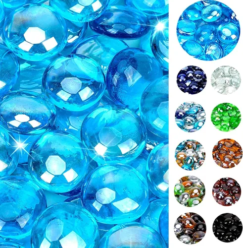 Vista 13 de onlyfire Cuentas de vidrio planas para hoguera de propano, rocas de vidrio reflectantes de 1/2 pulgada, canicas planas de 10 libras para chimenea