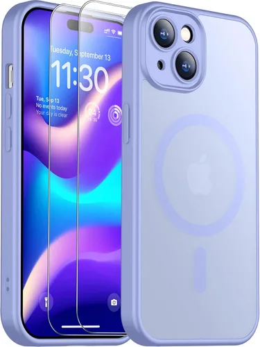 Vista 151 de SPIDERCASE Funda magnética translúcida diseñada para iPhone 11, con 2 protectores de pantalla de vidrio templado, antihuellas, para iPhone 11 de 6.1