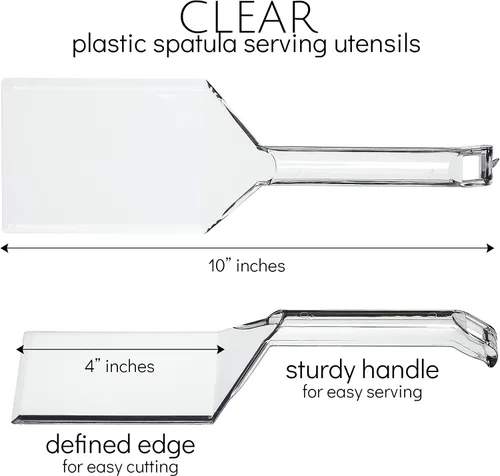 Vista 2 de Plasticpro Espátula desechable de plástico para servir, utensilios de servicio duraderos y resistentes, transparentes, paquete de 4
