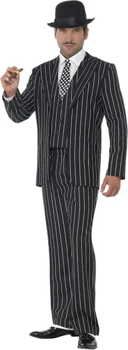 Vista 5 de Smiffys Disfraz vintage de jefe de gángster para hombre, grande, negro