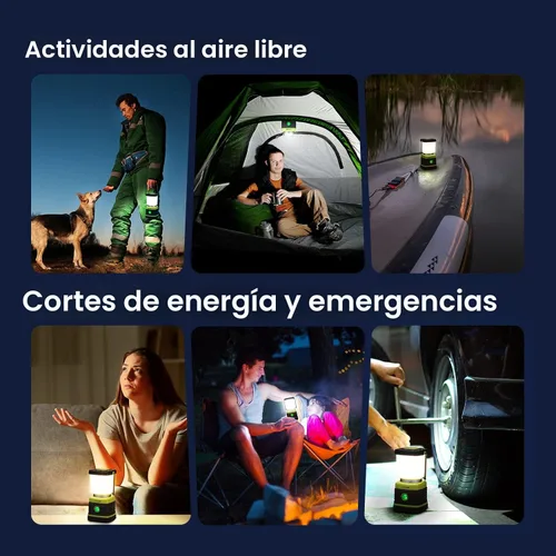 Vista 8 de Linterna de camping LED recargable, luces de camping Consciot, 1000 lúmenes, 4 modos de luz, banco de energía de 4400 mAh, luces de tienda