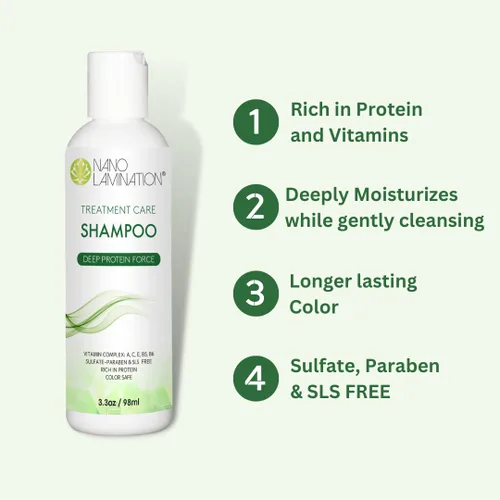 Vista 3 de Champú de queratina para el cuidado del tratamiento del cabello, 3.3 onzas, champú para el cabello sin sulfatos ni parabenos, champú de colágeno