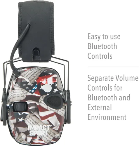 Vista 4 de Howard Leight Impact Sport - Orejera Bluetooth para disparar, color negro, atenuación de ruido de 21 dB, unisex para jóvenes y adultos
