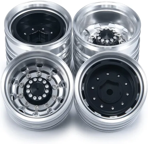 Vista 6 de Nuevo 4 unids/set de llantas traseras de metal para 1/14 Tamiya tractor camión escalada remolque carga actualización piezas