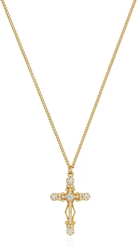 Vista 107 de Fettero - Collar con dije de cruz de fe, chapado en oro de 14 K, cadena fina, minimalista, simple, pequeña, para oración, regalo de joyería religiosa