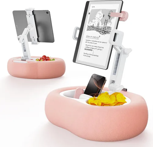 Vista 10 de TAZENI Soporte de almohada para tablet Kindle con 2 bandejas para teléfono de 4 a 13 pulgadas, soporte para teléfono / tableta/Kindle iPad soporte