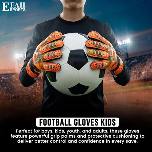Vista 5 de Guantes de portero de fútbol para niños y jóvenes, guantes de portero de fútbol con palmas de agarre fuerte