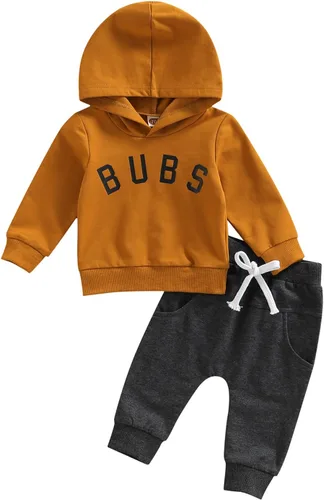 Vista 105 de Ropa de bebé niño 3 6 9 12 18 24M 3T Conjunto de pantalones con capucha patchwork sudadera con capucha pantalones de rayas traje de otoño invierno